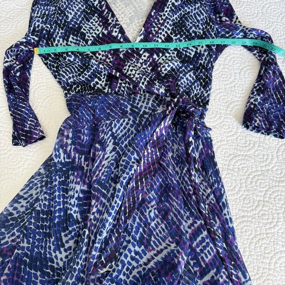 Diane Von Furstenberg Blue and Purple Long Sleeve Dress - Picture 11 of 15